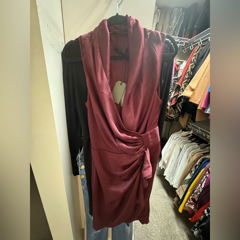 NWT Maroon All Saints Wrap Dress Sz 10
